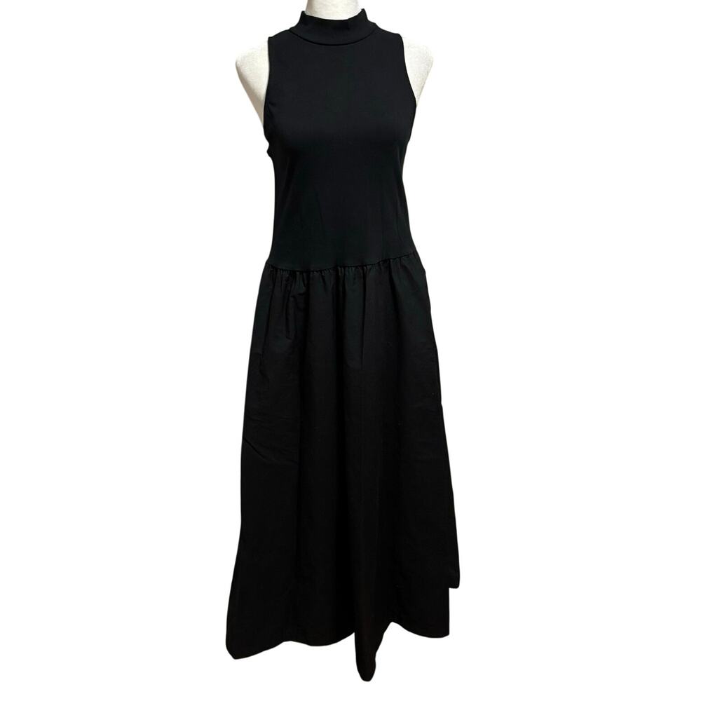A New Day Size S Maxi Dress Mixed Material Sleeveless Black Pockets